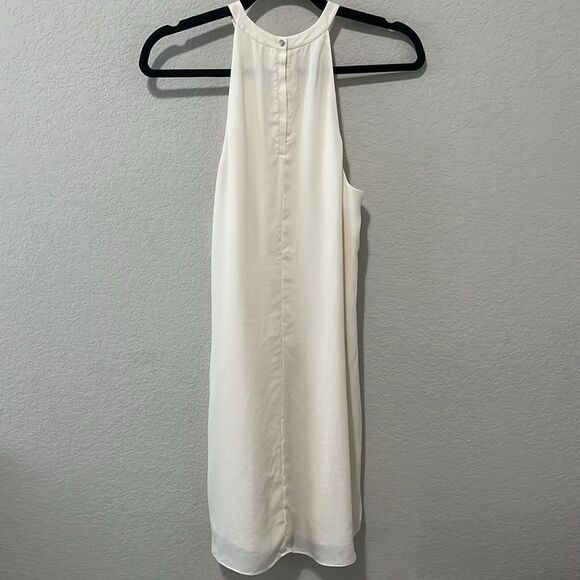 A.L.C White 100% Silk Cream Halter Mini Dress with Double Ruffle Layers, Size 8 - Picture 7 of 10